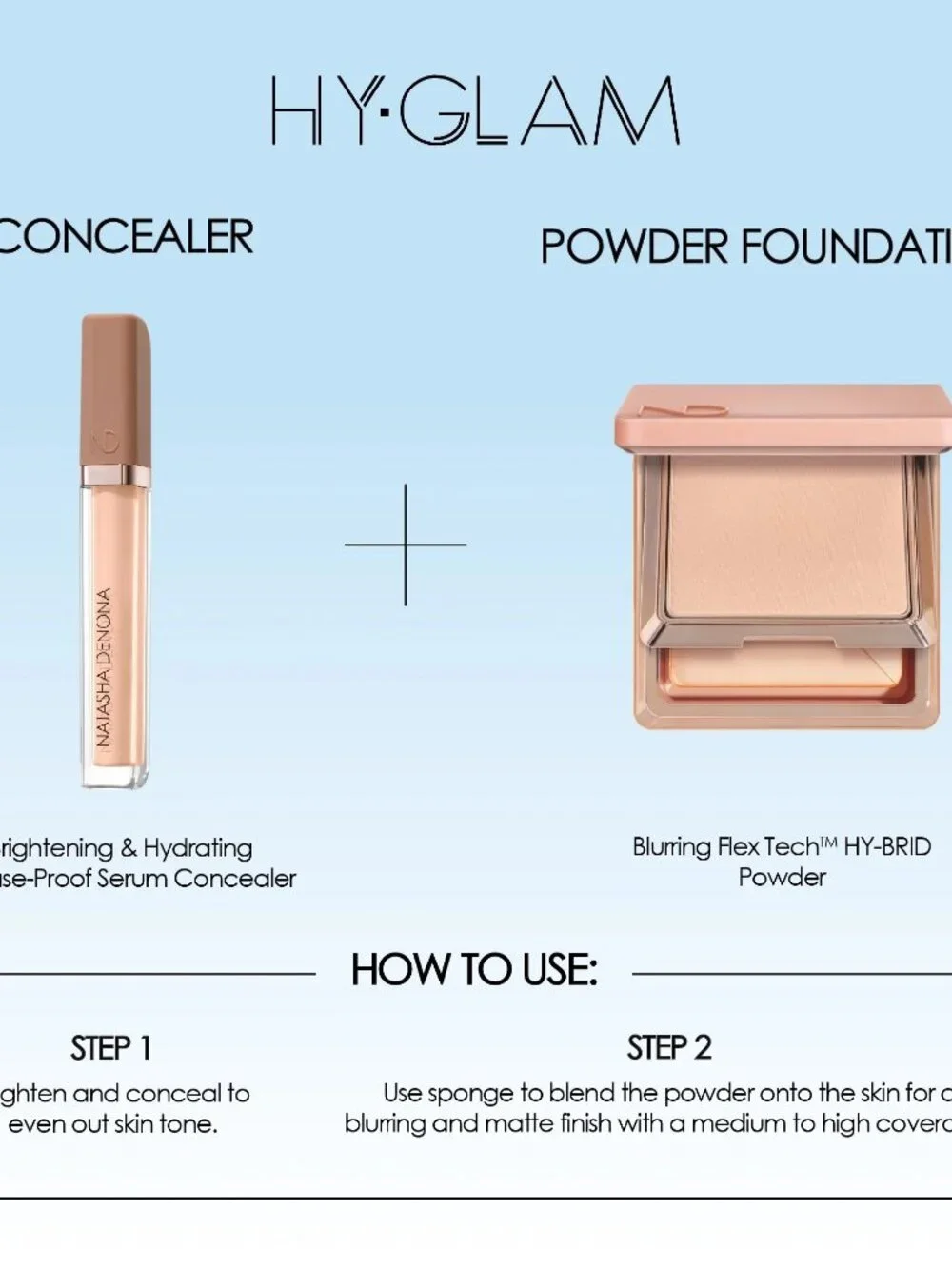 NATASHA DENONA Hy-Glam Powder Foundation NEW Fair to Light Shades NIB